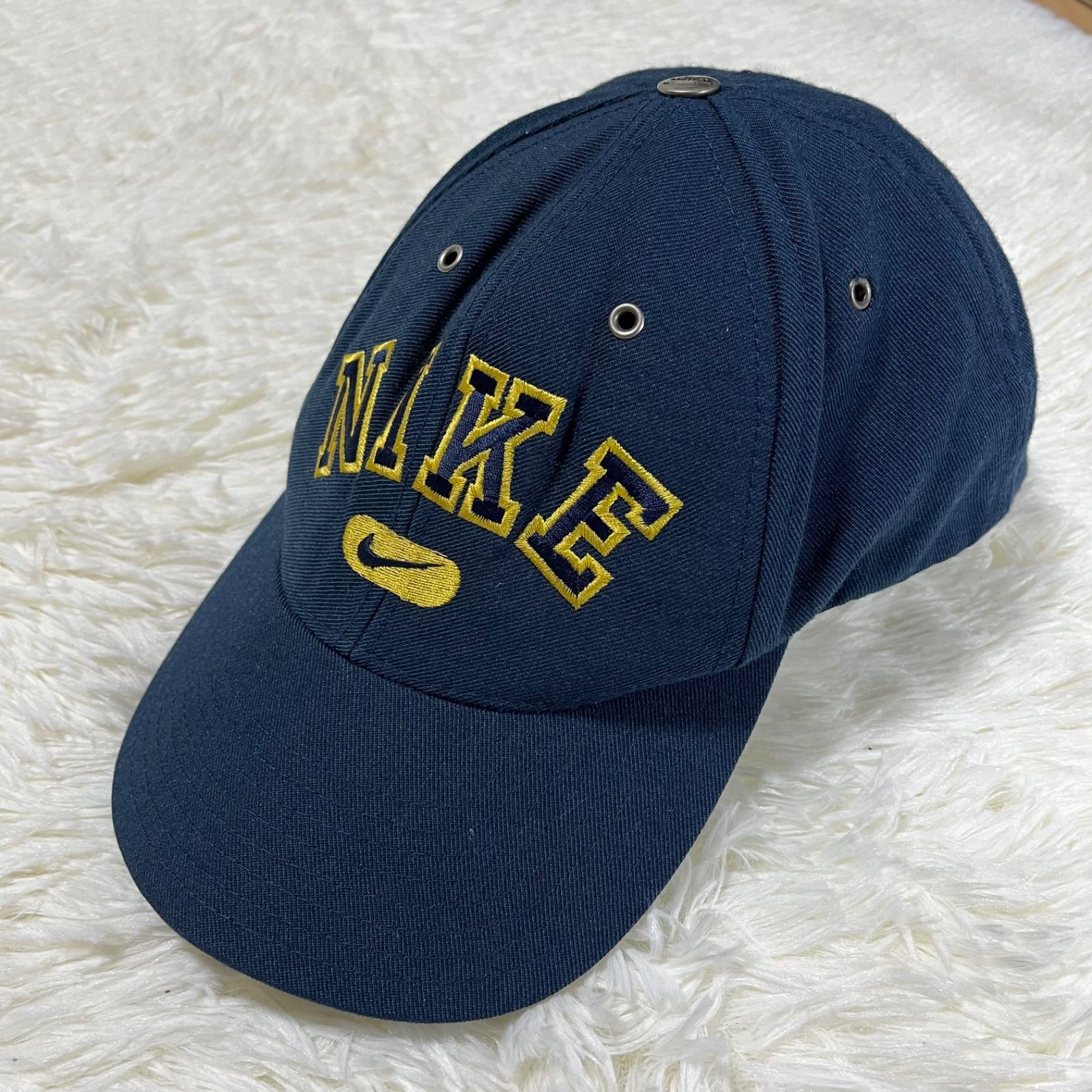 90s ヴィンテージ NIKE ナイキ キャップ 刺繍ロゴ ネイビー 