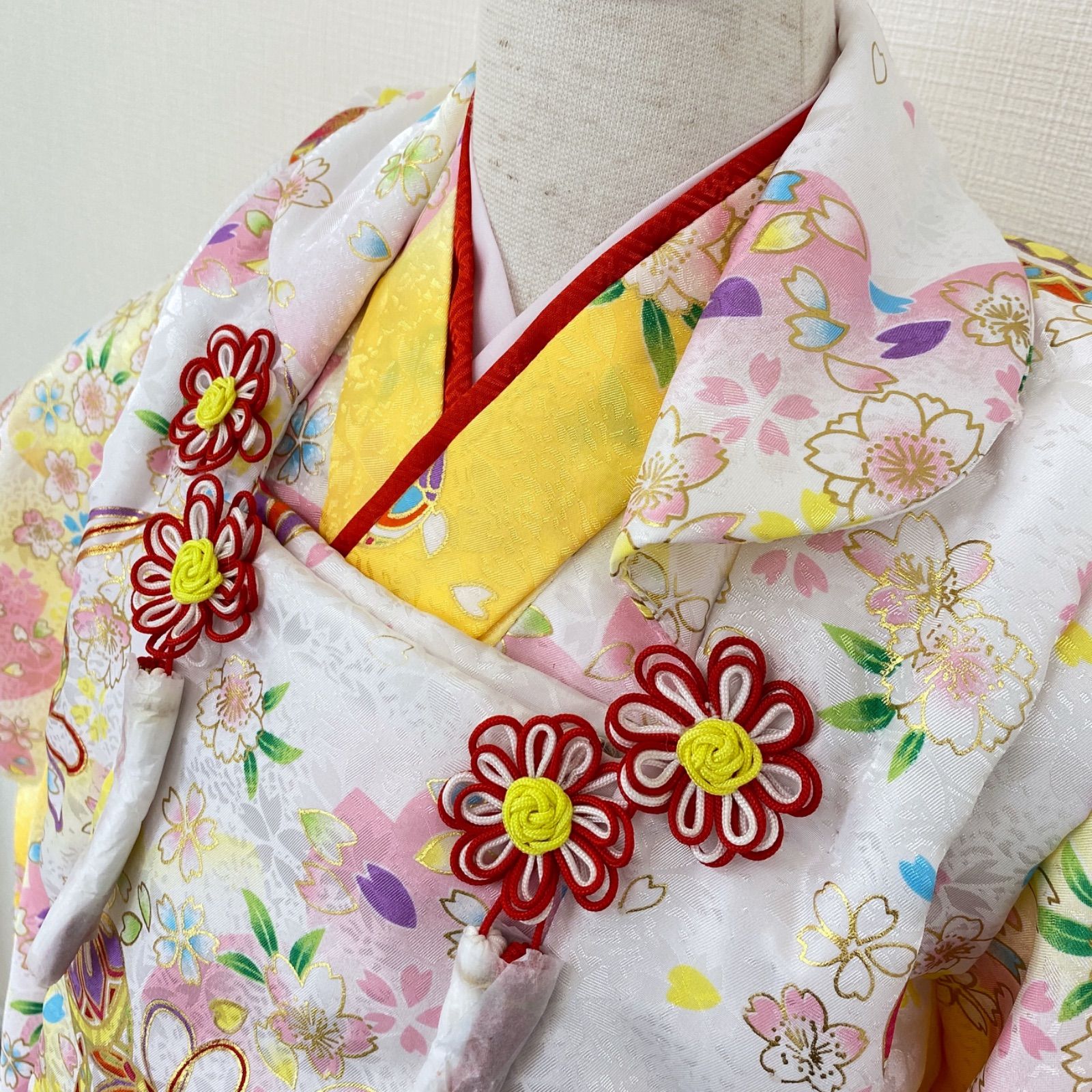 七五三 3歳 女の子 総絞り着物 被布　草履セット NISHIORI 総絞り レンタル商品 3歳の七五三 女の子 被布コート