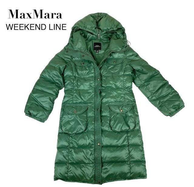 中古 マックスマーラ ウィークエンド MaxMara weekend ダウンコート 緑 フーディ レディース サイズ36 - メルカリ