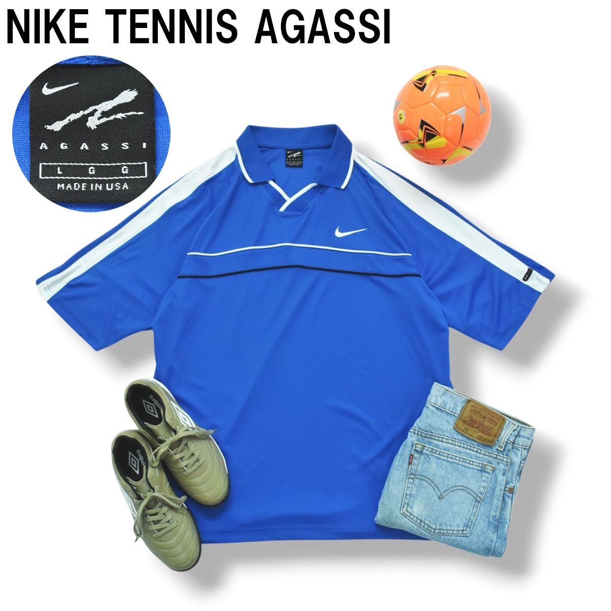 選手モデル！】 USA製 ナイキ テニス NIKE TENNIS アガシ AGASSI 半袖 