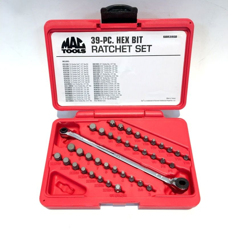 美品 マックツール 39ピース HEX BIT ラチェットセット SBR39SB 差込5/16 1/4 スタビーラチェットセット 工具 作業工具 MAC  TOOLS △ DW2602 - メルカリ