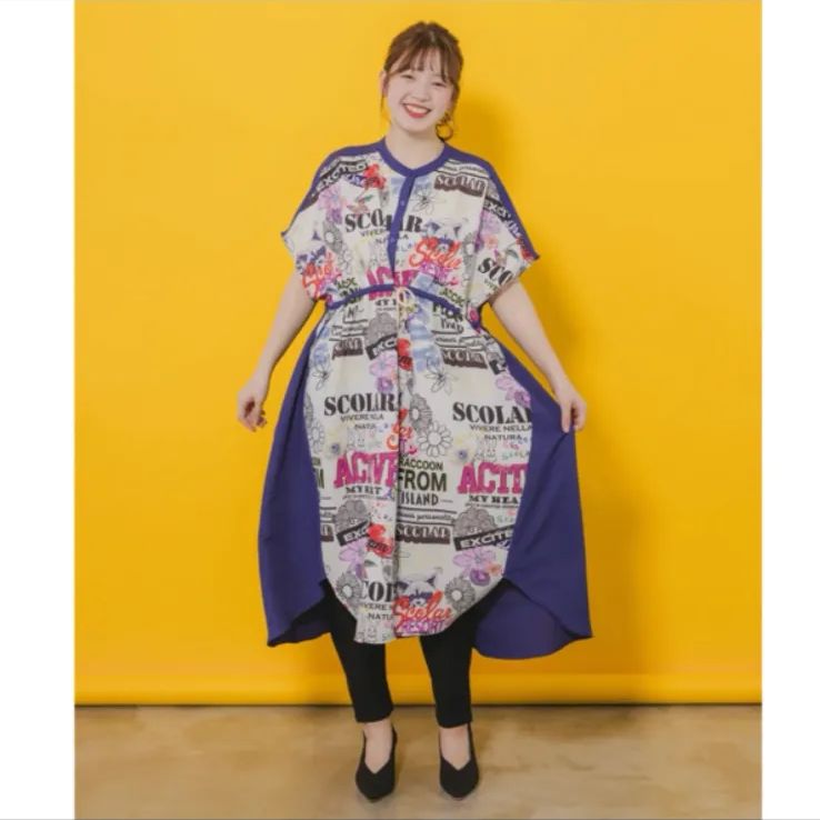 Scolar ス ロゴ切替 前開きワンピース