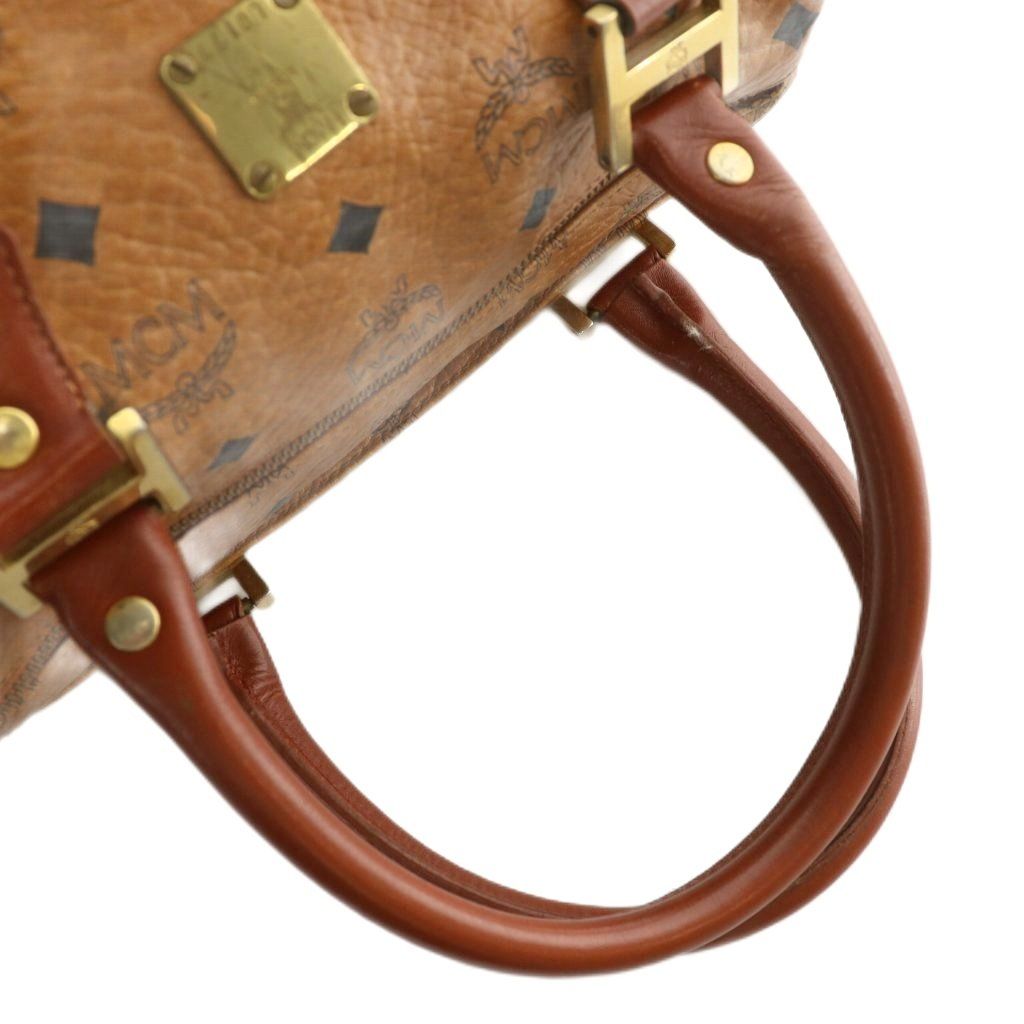 MCM ヴィセトス ミニボストン ハンドバッグ 総柄 ゴールド金具 ブラウン MCM エムシーエム ヴィセトス ミニボストンバッグ 2WAYバッグ