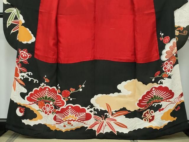 平和屋本店□極上 アンティーク 大正ロマン 振袖 駒刺繍 飛鶴