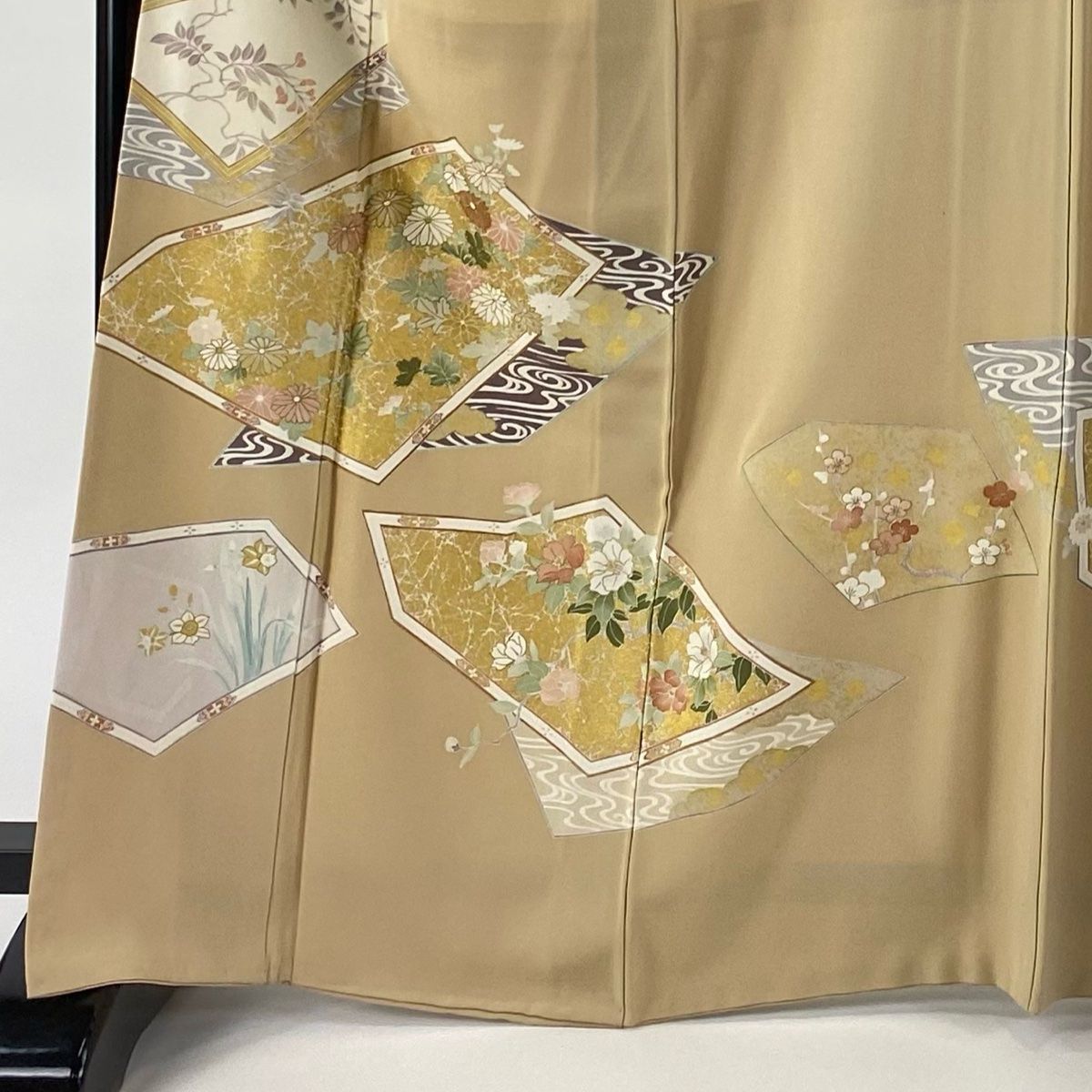 色留袖 身丈166.5cm 裄丈67.5cm L 袷 袋帯セット 菊 流水 金彩