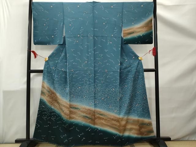 平和屋着物●訪問着　松葉丸文　暈し染め　金彩　ロング丈　反端付き　正絹　逸品　CABB4841vp 平和屋着物□訪問着 松葉花丸文 暈し染め 金彩 正絹 逸品 未使用