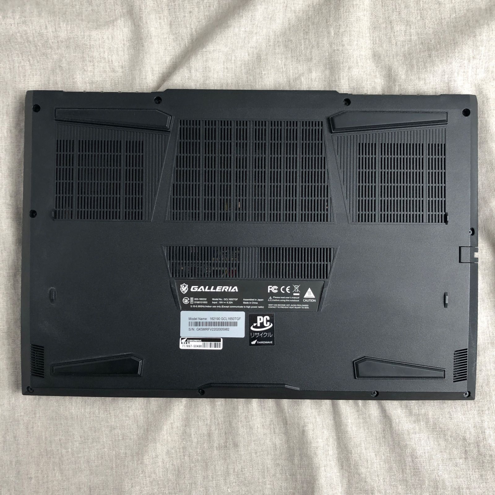 バッテリー良好】ゲーミングノートPC GALLERIA ガレリア GCL1650TGF 