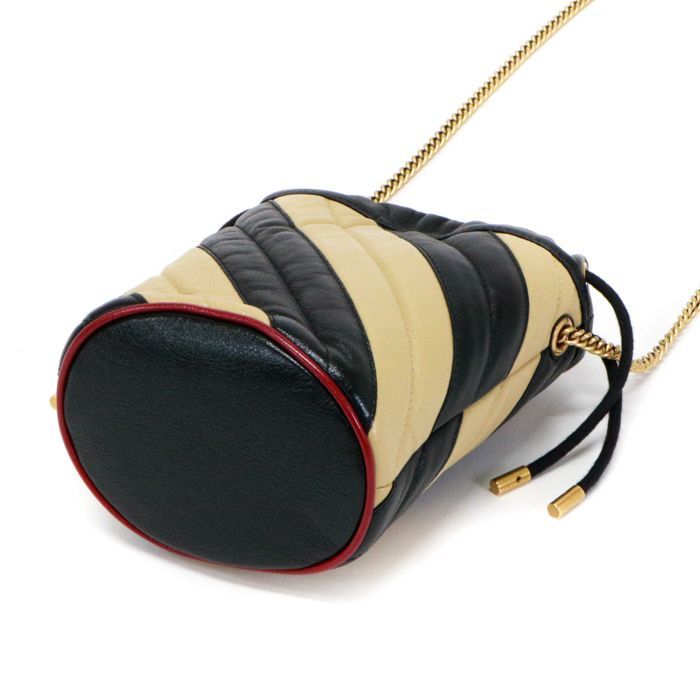 グッチ GUCCI GGマーモント ミニ バケットバッグ キルティング レザー 