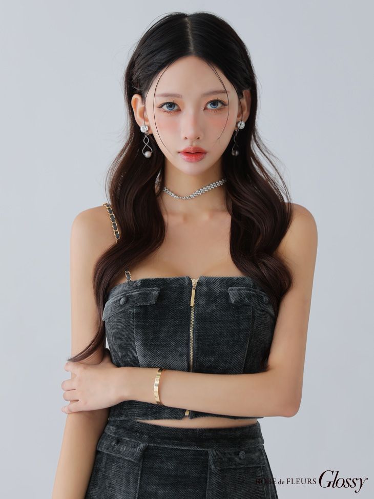 robe glossy ドレス Robe de Fleurs Glossy シルバー タイト