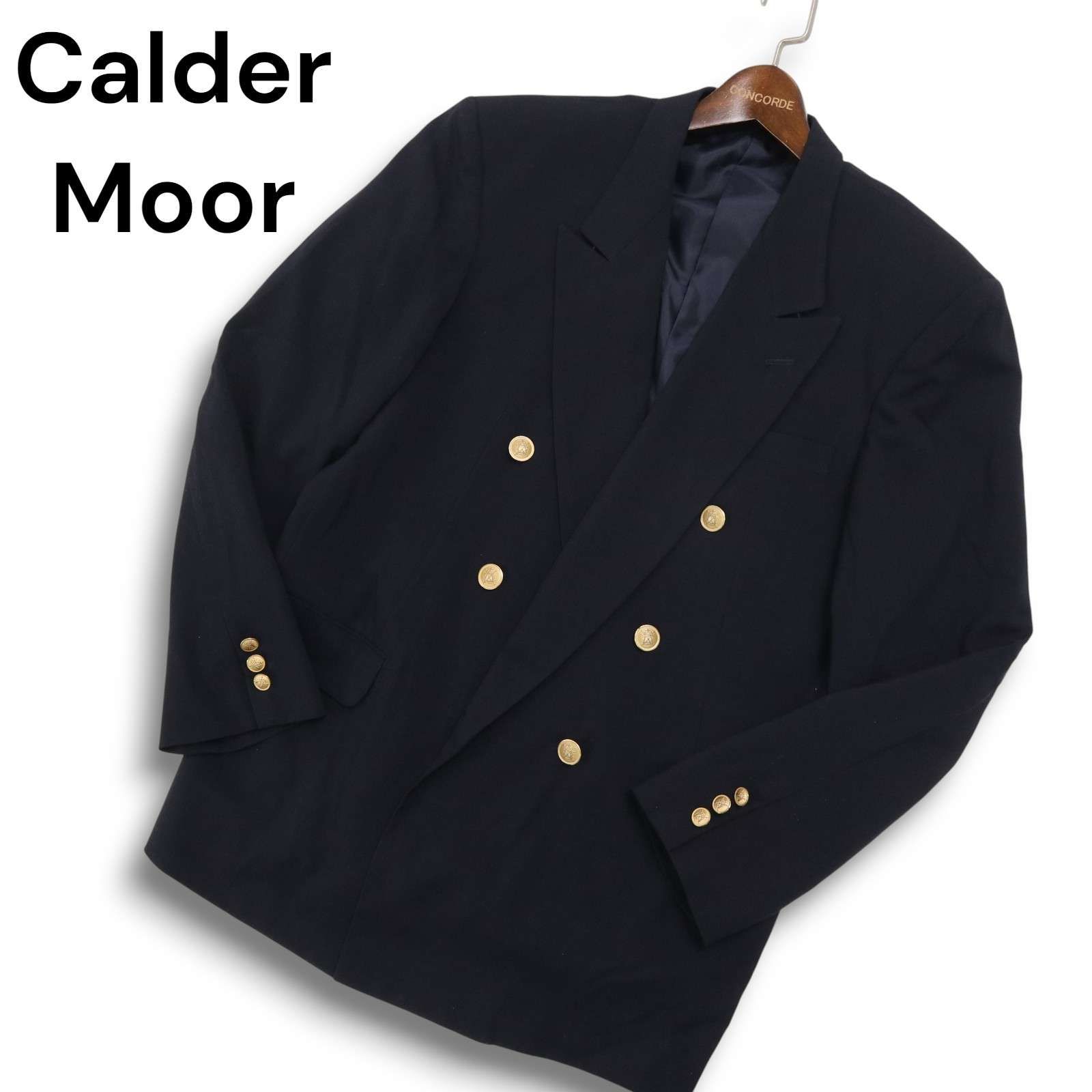 Calder Moor メンズブランド 刻印 金ボタン ダブル テーラード ジャケット ブレザー Sz.L メンズ 紺ブレ ネイビー 日本製