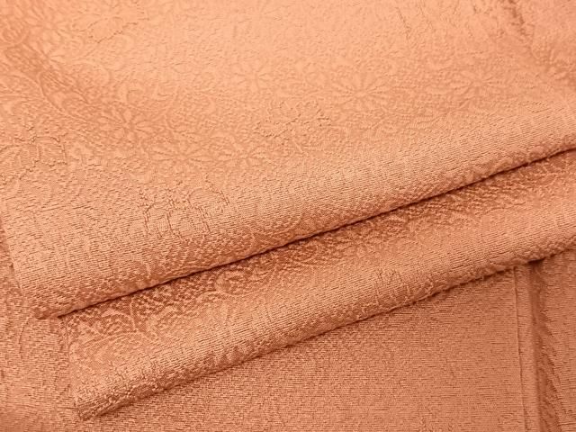 平和屋着物●上質な色無地　花唐草地紋　甚三紅色　正絹　逸品　AAAV9008np 平和屋着物○上質な色無地 花唐草地紋 甚三紅色 正絹 逸品 AAAV9008np