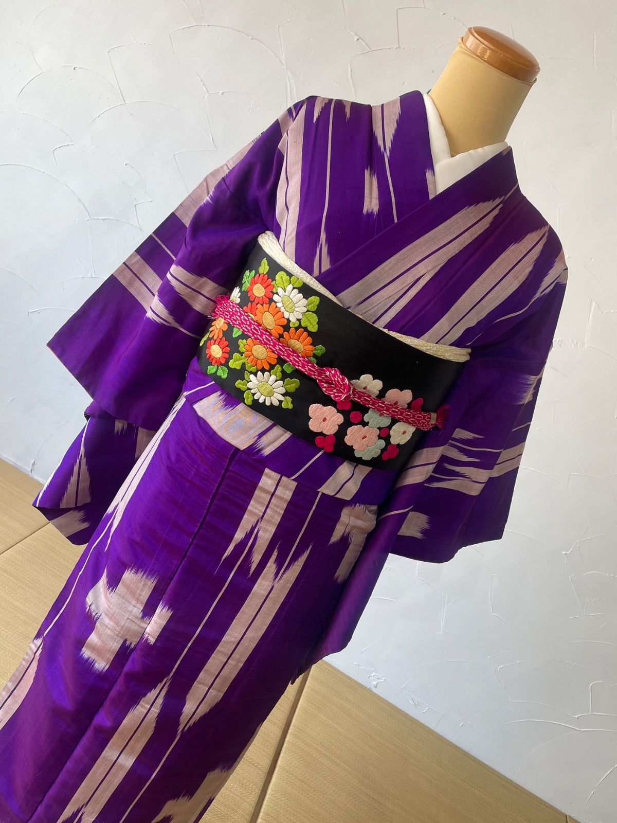 アンティーク帯　アンティーク着物 平和屋着物○アンティーク 大正ロマン 総刺繍 九寸名古屋帯 花鼓