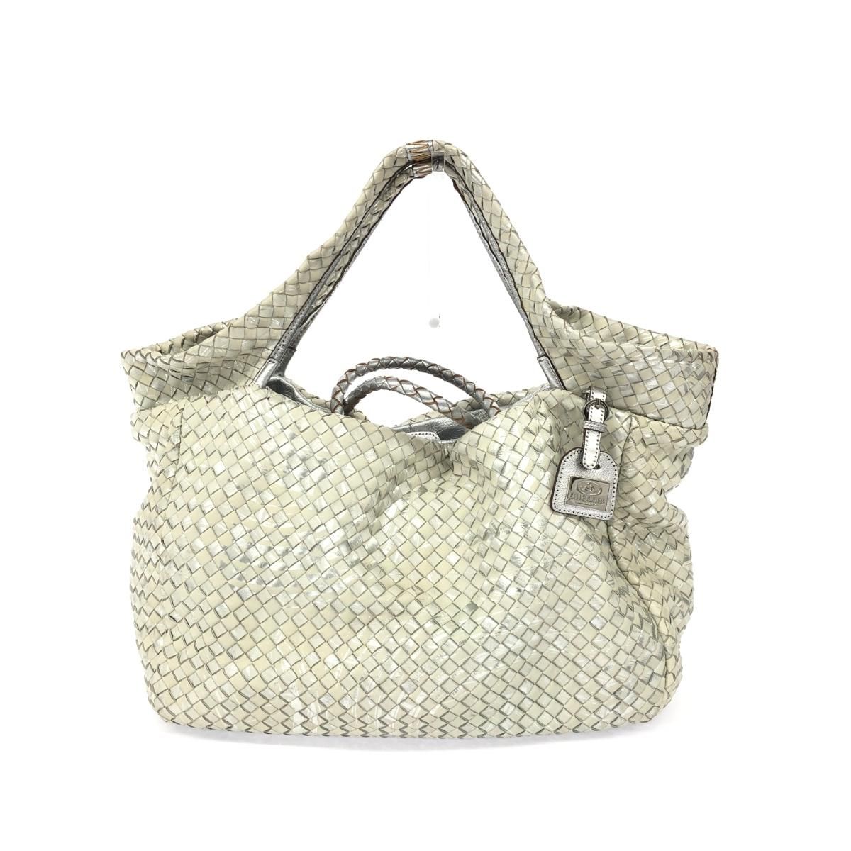 良好 PELLE BORSA ペレボルサ トートバッグ ホワイト/シルバーカラー  