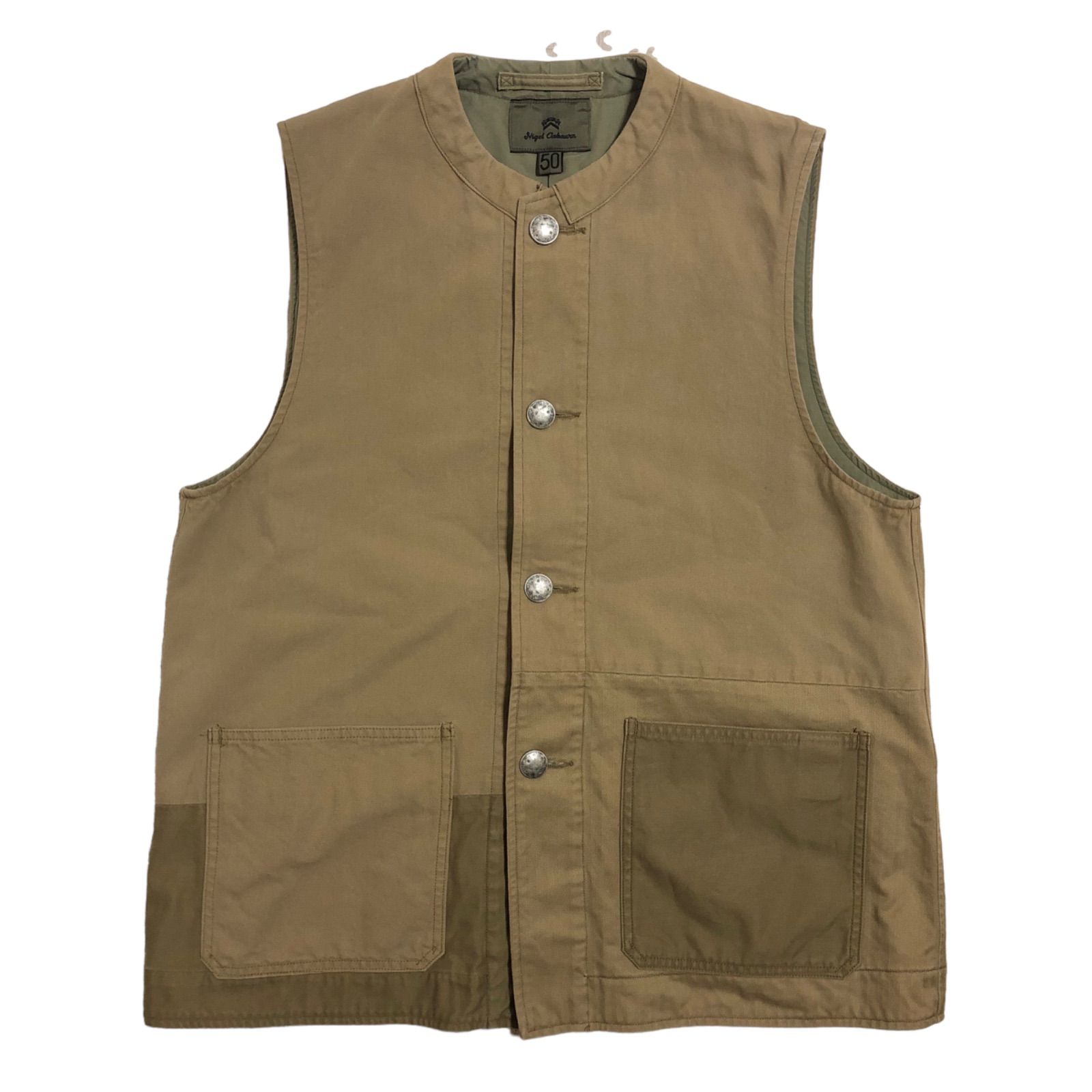 Nigel Cabourn - JERKIN VEST -MIX -KHAKI ナイジェルケーボン《ジャーキンベスト -ミックス》カーキ 50 -  メルカリ