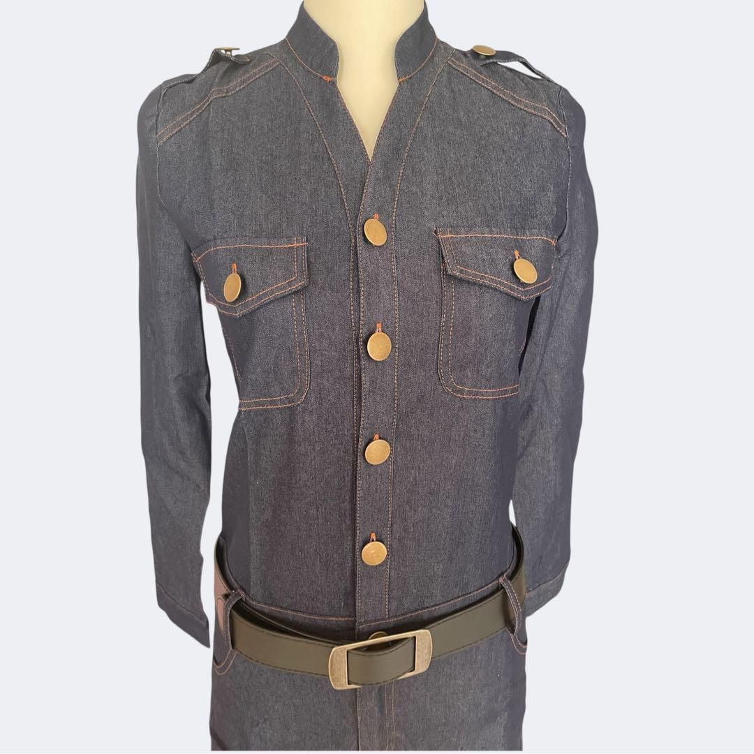 大人かっこネイビーデニムワンピース 良い美シルエット