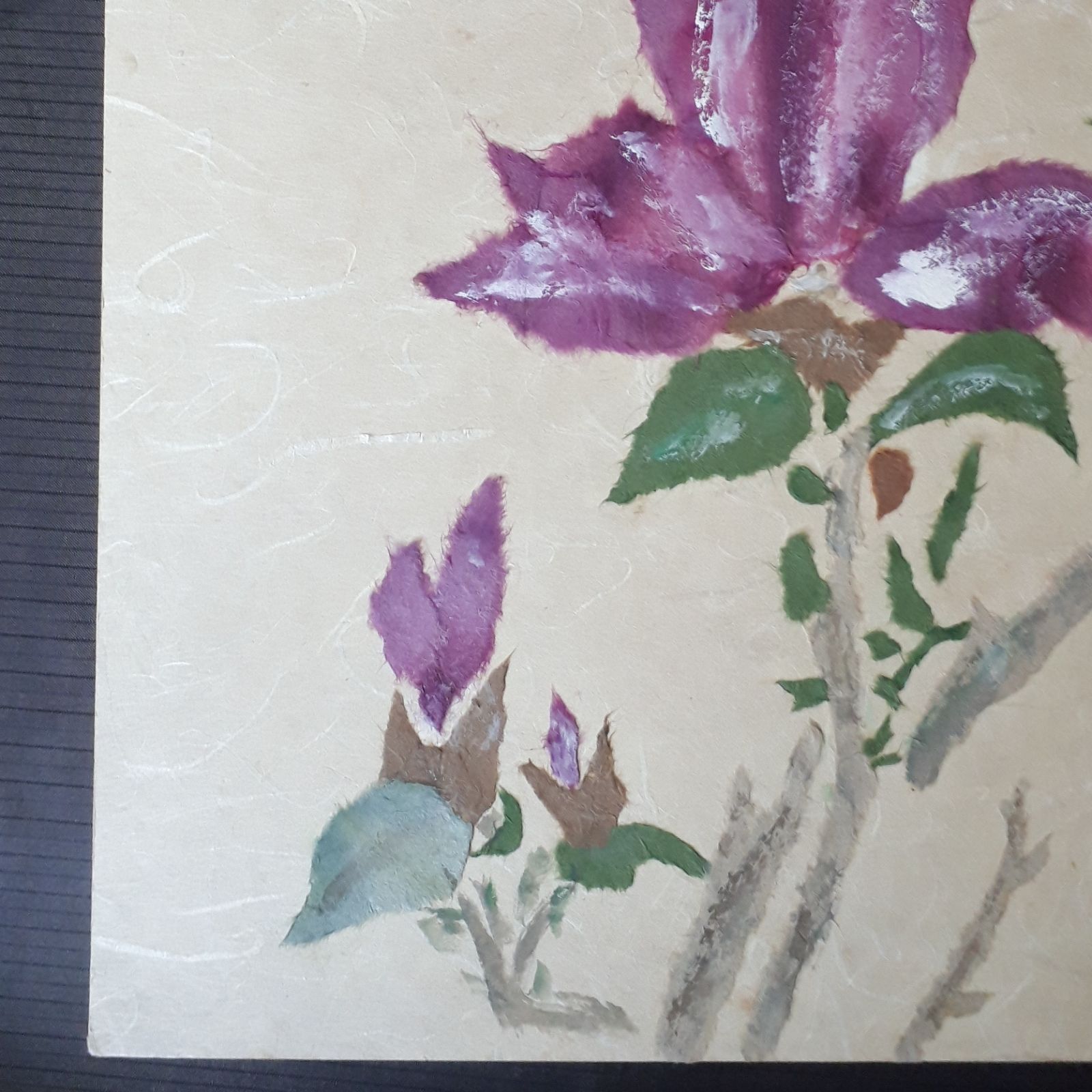 色紙アート ちぎり絵 花 花図 フラワー 美術品 貼り絵