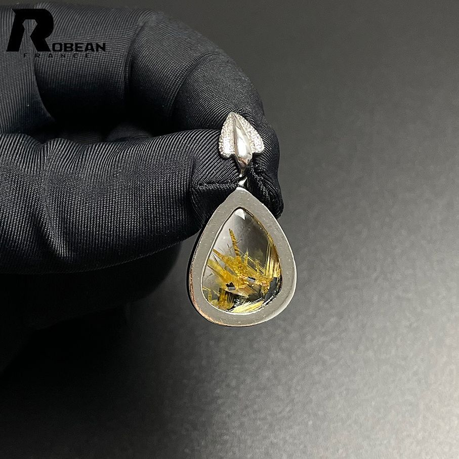 綺麗 EU製 定価18万円★ROBEAN・太陽花タイチンルチル・925銀ペンダント★黄金針水晶 金運 パワーストーン プレゼント 20.7*16.8*8.2mm ML803322