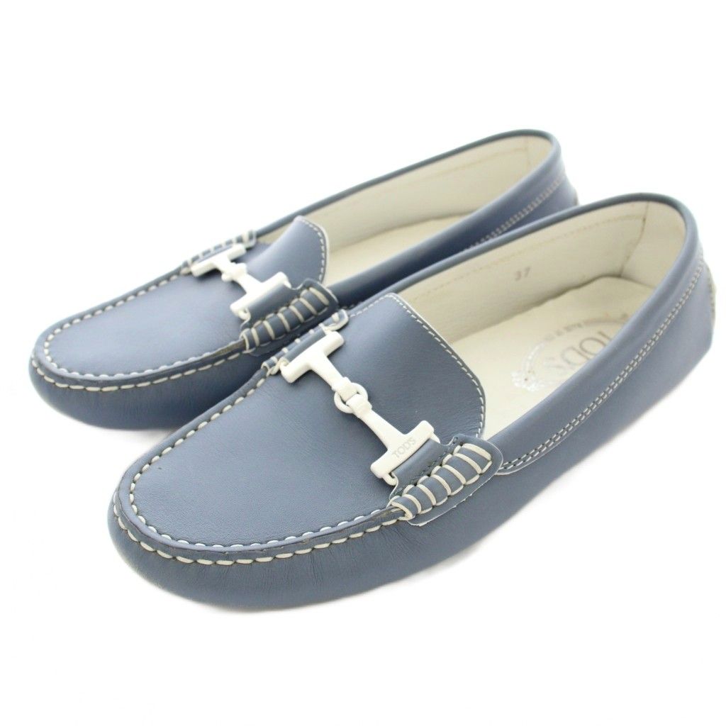 トッズ TOD S ドライビングシューズ モカシン ローファー レザー 37 水色 |KU