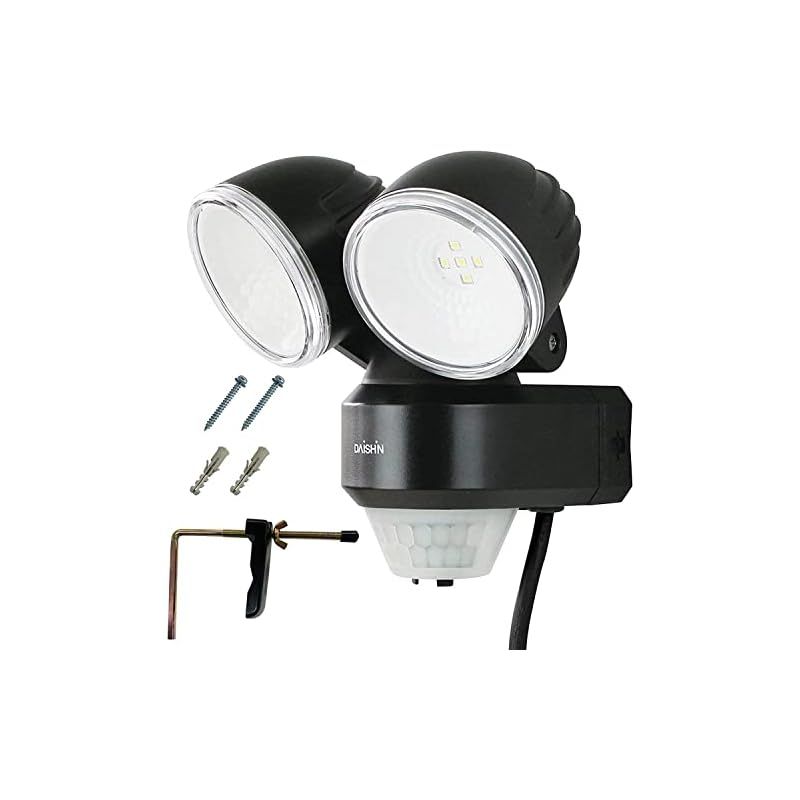 DAISHIN 大進 センサーライト 2灯式 DLA-N4T200 AC コンセント 100V LED 人感センサーライト 屋外 外 屋内 室内 防犯ライト ガレージ 庭 玄関灯 玄関 高輝度 エコ 節電 広範囲 投光器 防雨
