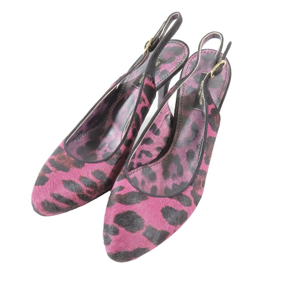 DOLCE&GABBANA ヒョウ柄プリント スリングバックヒール ブラウン a1002808_1.jpg