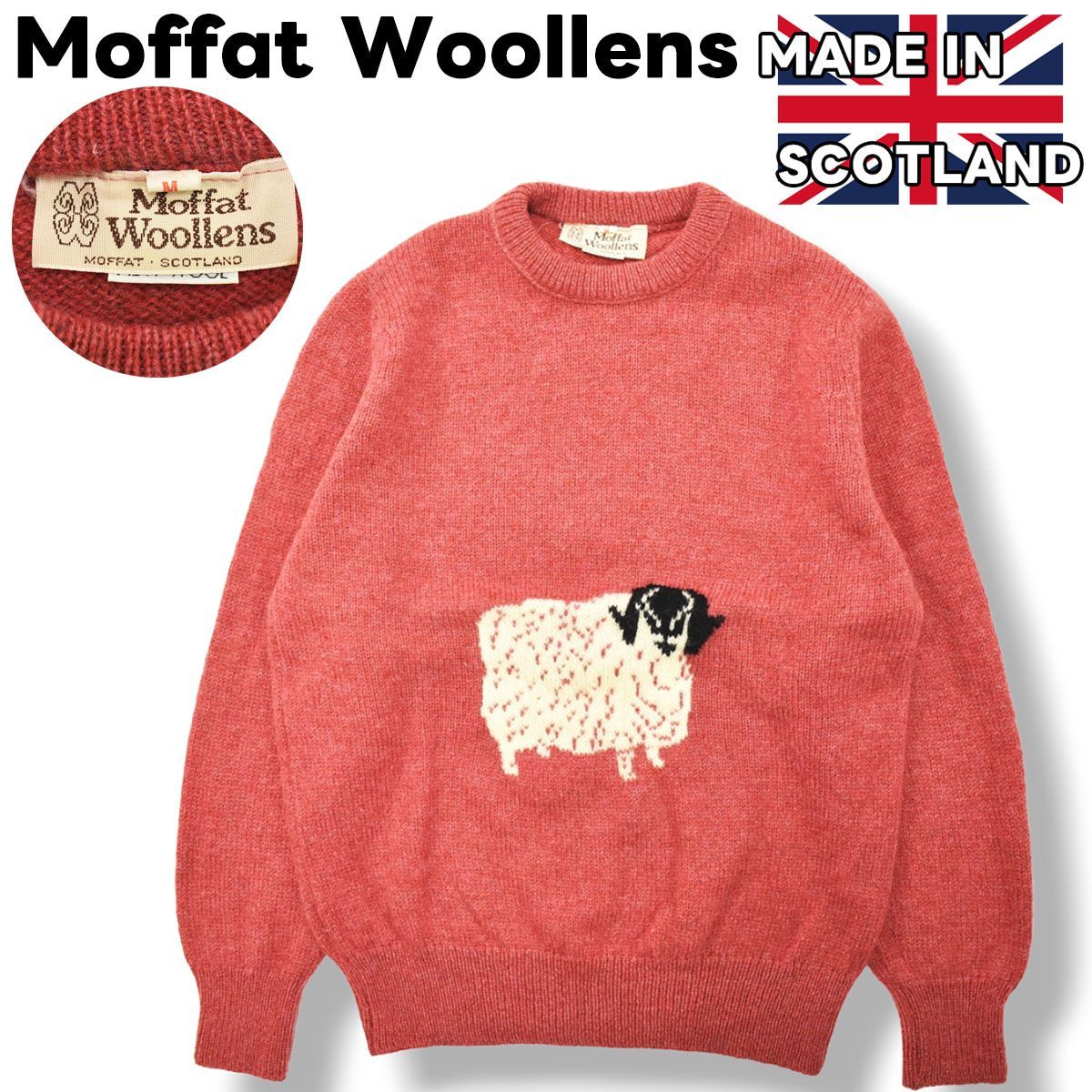 新作早割vintage Moffat woollens 羊デザイン ラムデザイン ウールニット レディース Sサイズ ネイビー 紺 Sサイズ