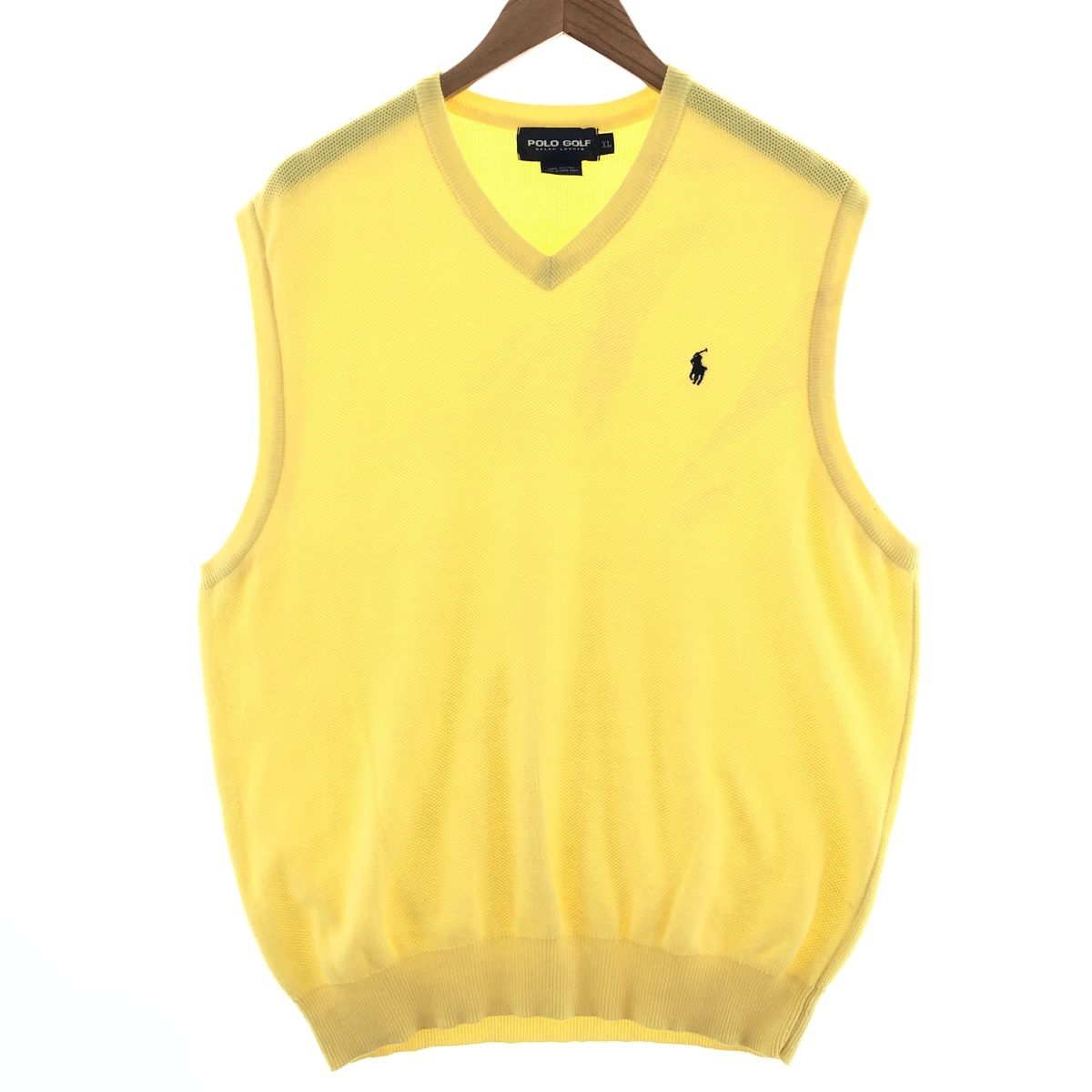 古着 ラルフローレン Ralph Lauren POLO GOLF ポロゴルフ Vネック コットンニットベスト メンズXL/taa001538