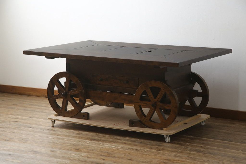 事前問合せ必須 囲炉裏テーブル 中古 超美品 民芸家具 2way 車輪付き 