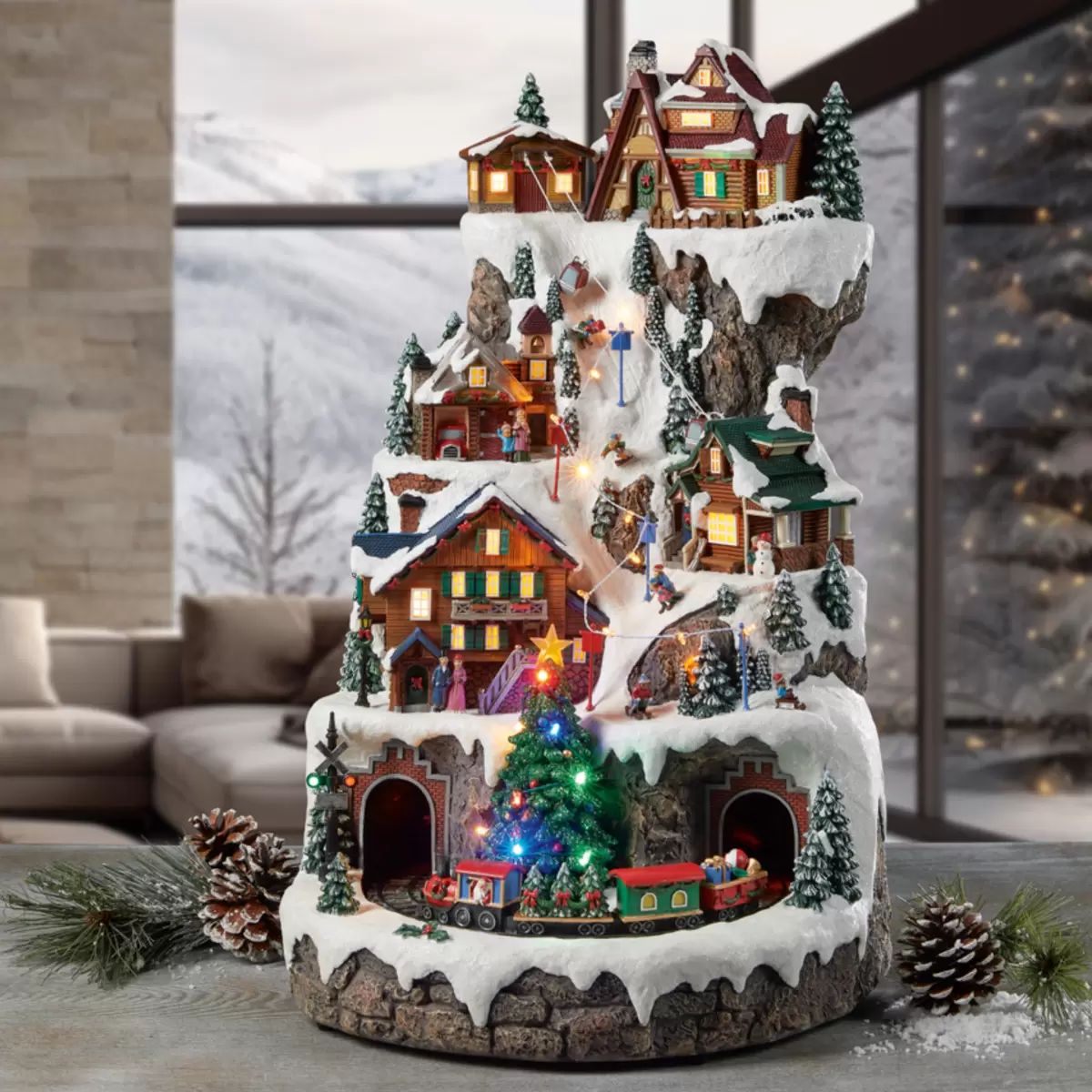 スキーマウンテン センターピース インテリア デコレーションライト Xmas Christmas スノーマウンテン ライトアップ イルミネーション クリスマスソング