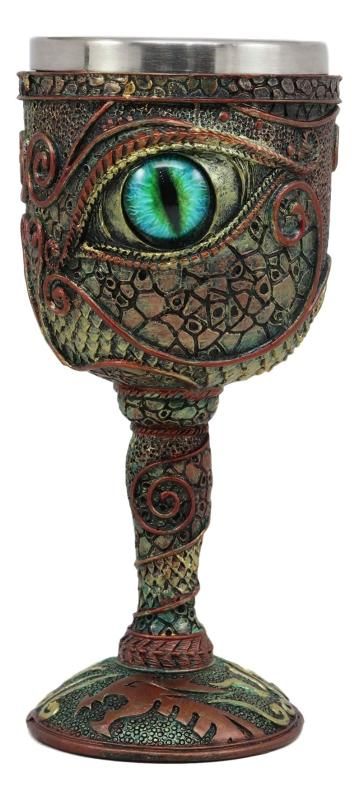 Ebros 魔法使いの錬金術 ドラゴンの眼 ワインゴブレット 聖杯 容量7オンス 樹脂製 ステンレススチール製ライナー付き