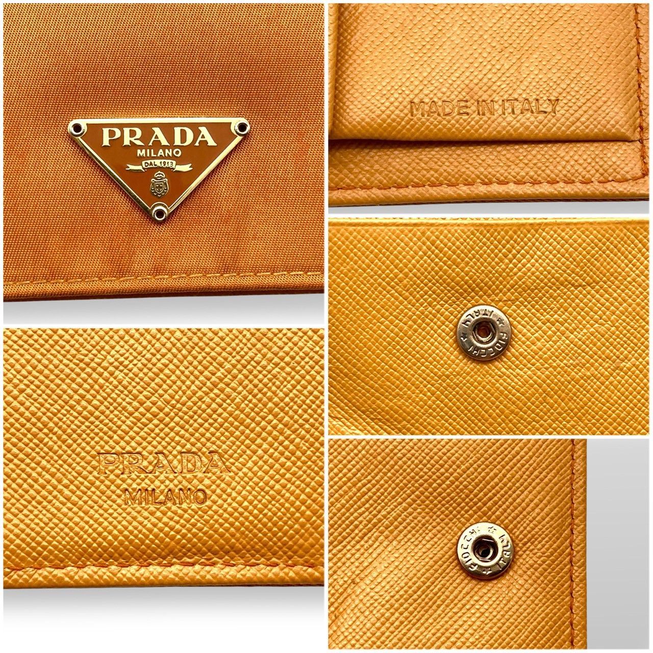 プラダ 二つ折り財布 コンパクトウォレット レザー オレンジ