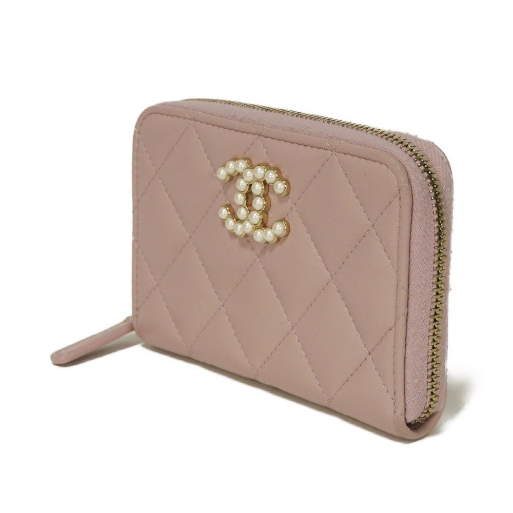 【パールCC&淡いピンク♪】CHANEL ミニ財布 ジップコインパース CHANEL シャネル ココ パール ジップ コインパース ココマーク