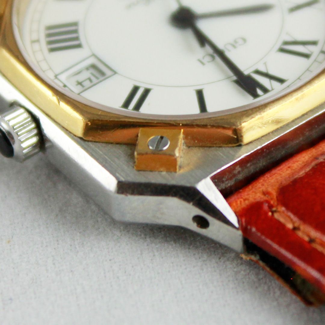 SA038 GUCCI グッチ Flatline オクタゴン 希少 OH済み レア クオーツ