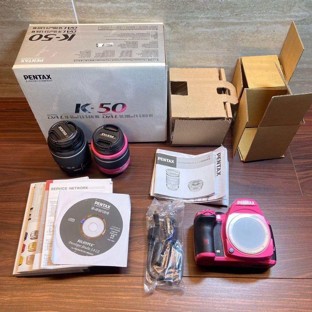 PENTAX K-50 ダブルズームキット ピンク ほぼ新品 4644 PENTAX K-50