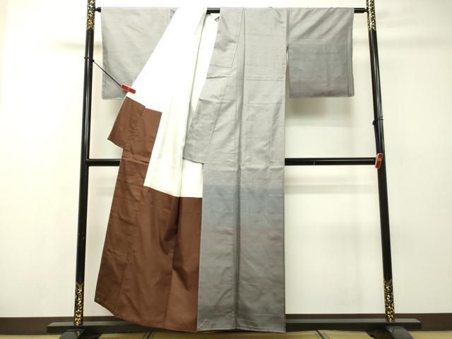 平和屋着物○京の名門 じゅらく謹製 訪問着 紬地 漢方草木染 霞文 正絹  