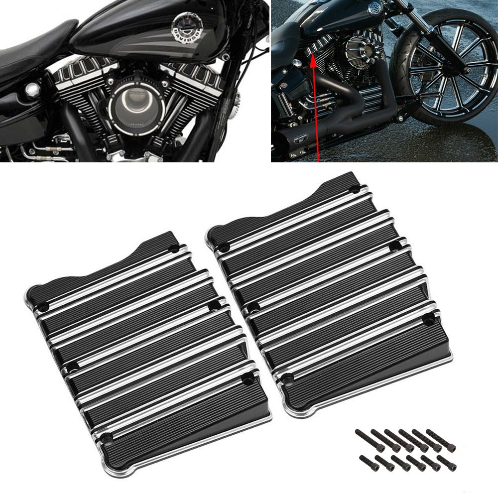バイク 二輪 ペア ブラック アルミニウム トップロッカーボックスカバー 1999-2017 ハーレー TWIN CAM ダイナ ソフテイル