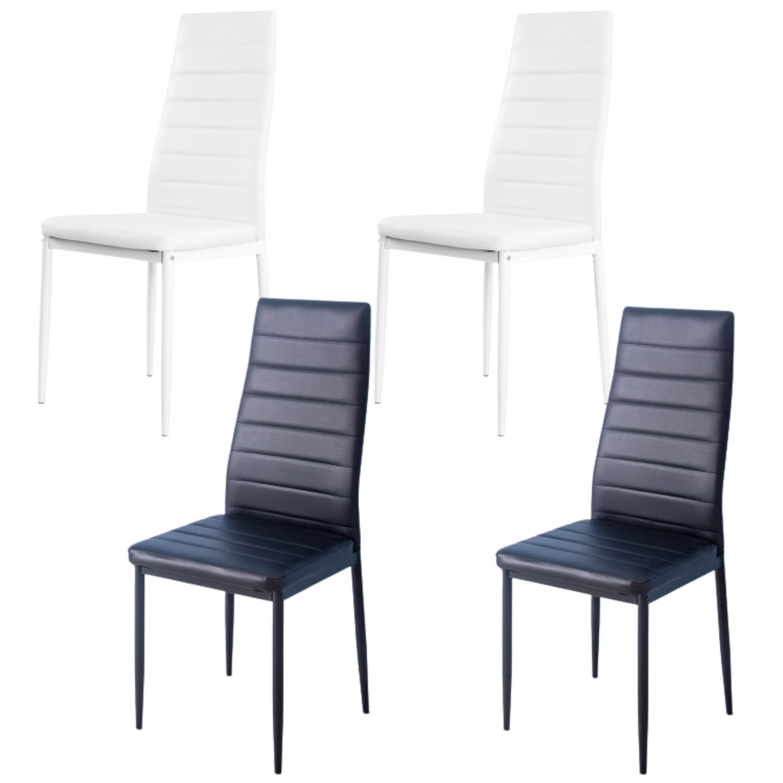 ホワイト2脚 ブラック2脚セット ダイニングチェア ダイニング チェアー PU 北欧 モダン シンプル 座り心地いい PUレザー 組立て簡単