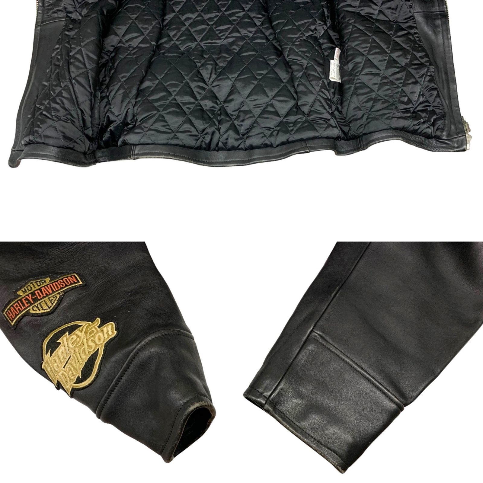 ハーレーダビッドソン レザージャケット シングルライダース 牛革 S USA製 ハーレーダビッドソン シングル ライダース 肉厚 レザー