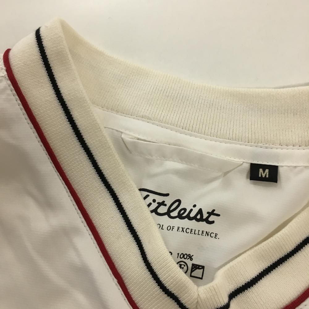 ★SALE10％OFF★タイトリスト ベスト 白 Vネック ロゴ刺しゅう 裏地メッシュ  メンズ M ゴルフウェア TITLEIST