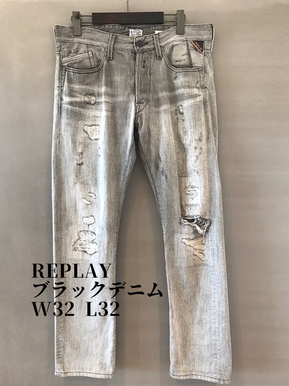 REPLAY リプレイ デニムパンツ ジーンズ ダメージデニム 刺繍 W32 入荷