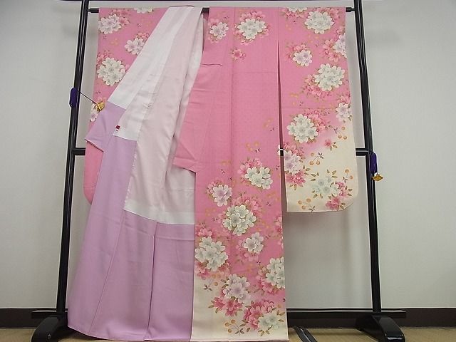 平和屋1□極上 振袖 刺繍 舞桜 暈し染め パールトーン加工 逸品3s4952