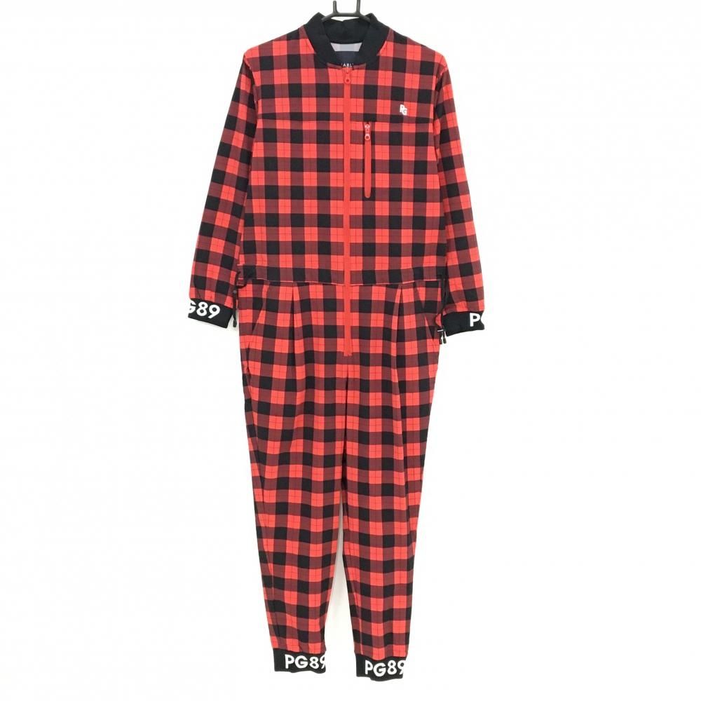 パーリーゲイツ オールインワン レッド×黒 チェック ストレッチ レディース 1 M ゴルフウェア PEARLY GATES