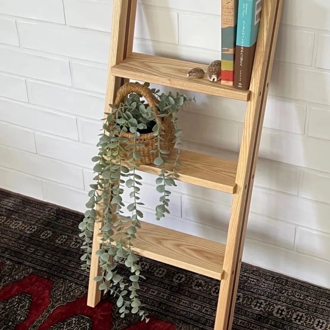 ラダーシェルフ ナチュラルウッド3段木製ラック