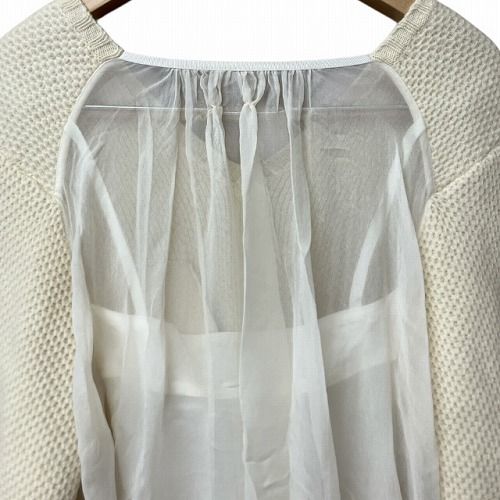 サカイ sacai 12SS ニット セーター ドレス バックキャミソール切替 シフォン ベージュ オフホワイト 12-01663 ■GY41 レディース サカイ sacai 12SS ニット セーター ドレス バックキャミソール