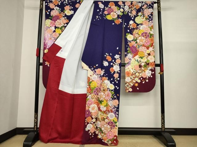 平和屋着物○豪華振袖・長襦袢(無双仕立て)セット 花毬文 暈し