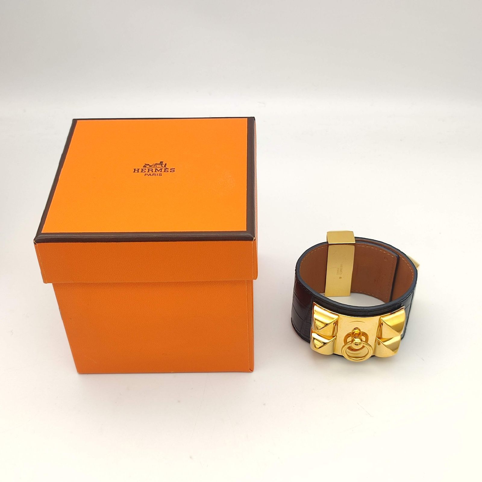 美品】HERMES エルメス コリエドシアン アリゲーター ブラック