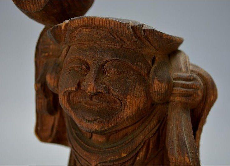 蔵C0984 時代物 木彫り 恵比寿 大黒 縁起物 置物