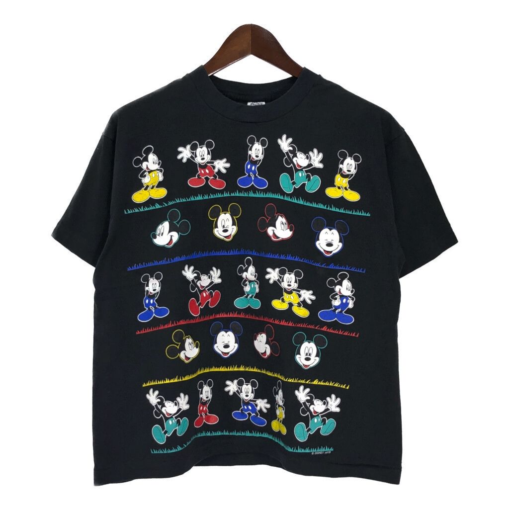 90年代 FRUIT OF THE LOOM ミッキーマウス Ｔシャツ キャラクター ブラック メンズ XL 古着 T9501