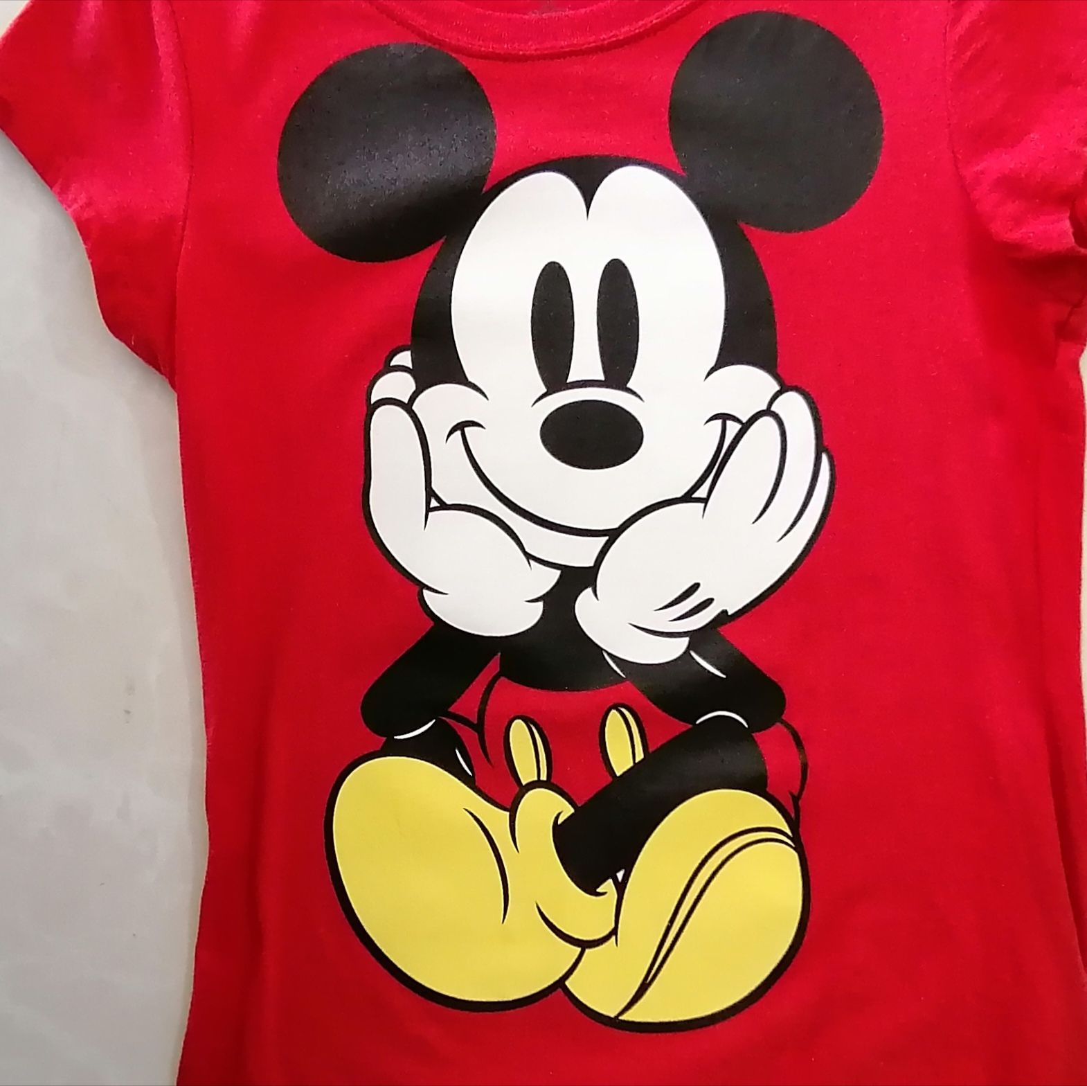 ディズニー ミッキーマウス 両面プリントTシャツ 赤 サイズL
