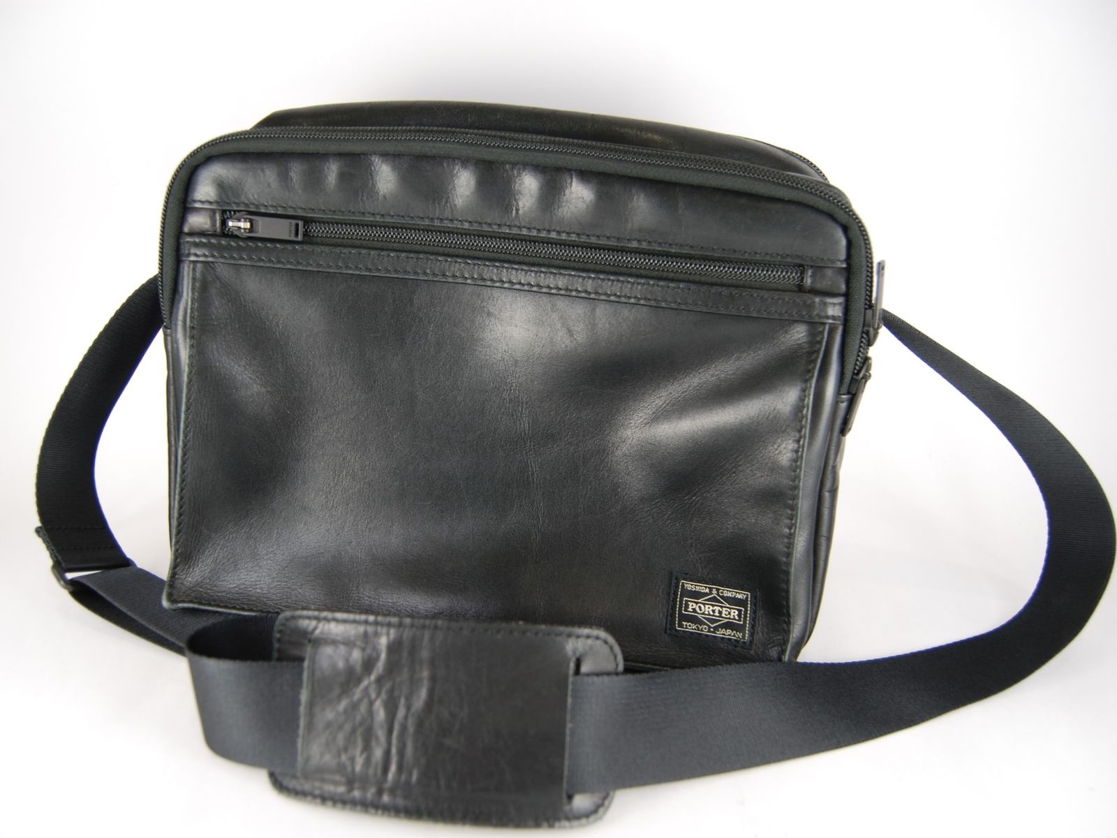 USED/B】PORTERポーター レザーショルダーバッグ ブラック