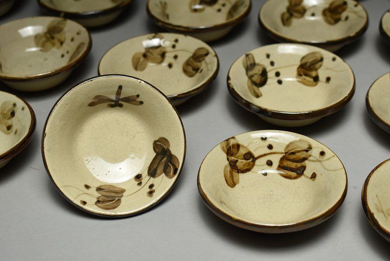 蔵A4958 京焼 鉄絵蜻蛉図 小皿 幕末 二十枚